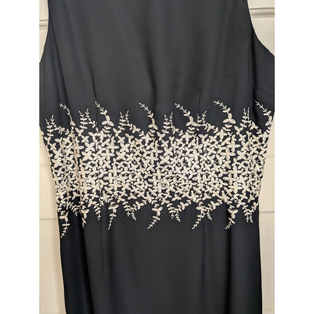Ann‎ Taylor Vintage Black White Floral Embroidered Whimsigoth Maxi Gown Dress 10 - Picture 2 of 6